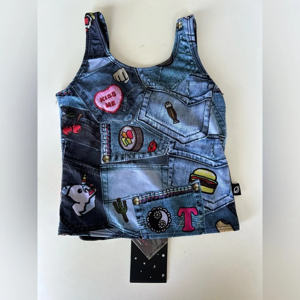 NWT Zara Terez swim tank - denim look with patch sz 2T